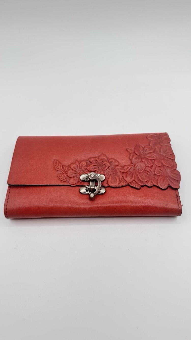 Patricia Nash Hand Cut Tooled Collection Teresa Floral Embossed Leather Wallet